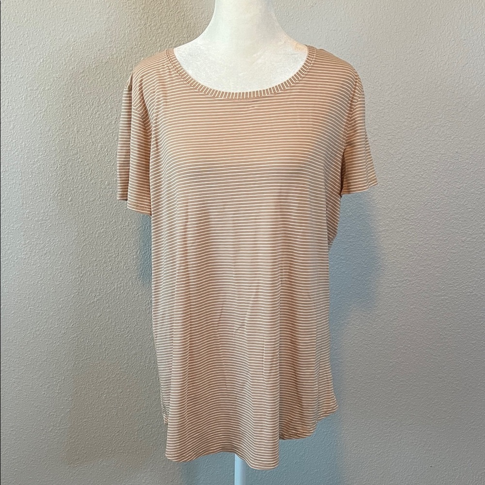 Lululemon Love Short Sleeve TShirt Beige/White Stripe Size 12